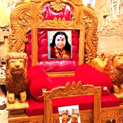 Carved Puja Throne with Lions