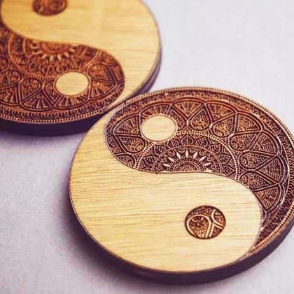 Yin-Yang Mandala Coaster Pair